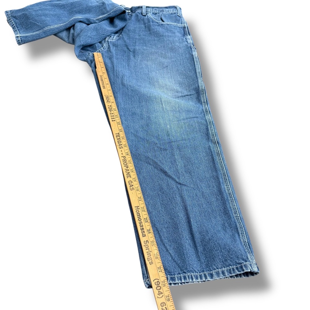 REAL WORK WEAR Mens Blue Denim Carpenter Pants Relaxed Fit Size 36x28 DISTRESSED - Picture 5 of 9